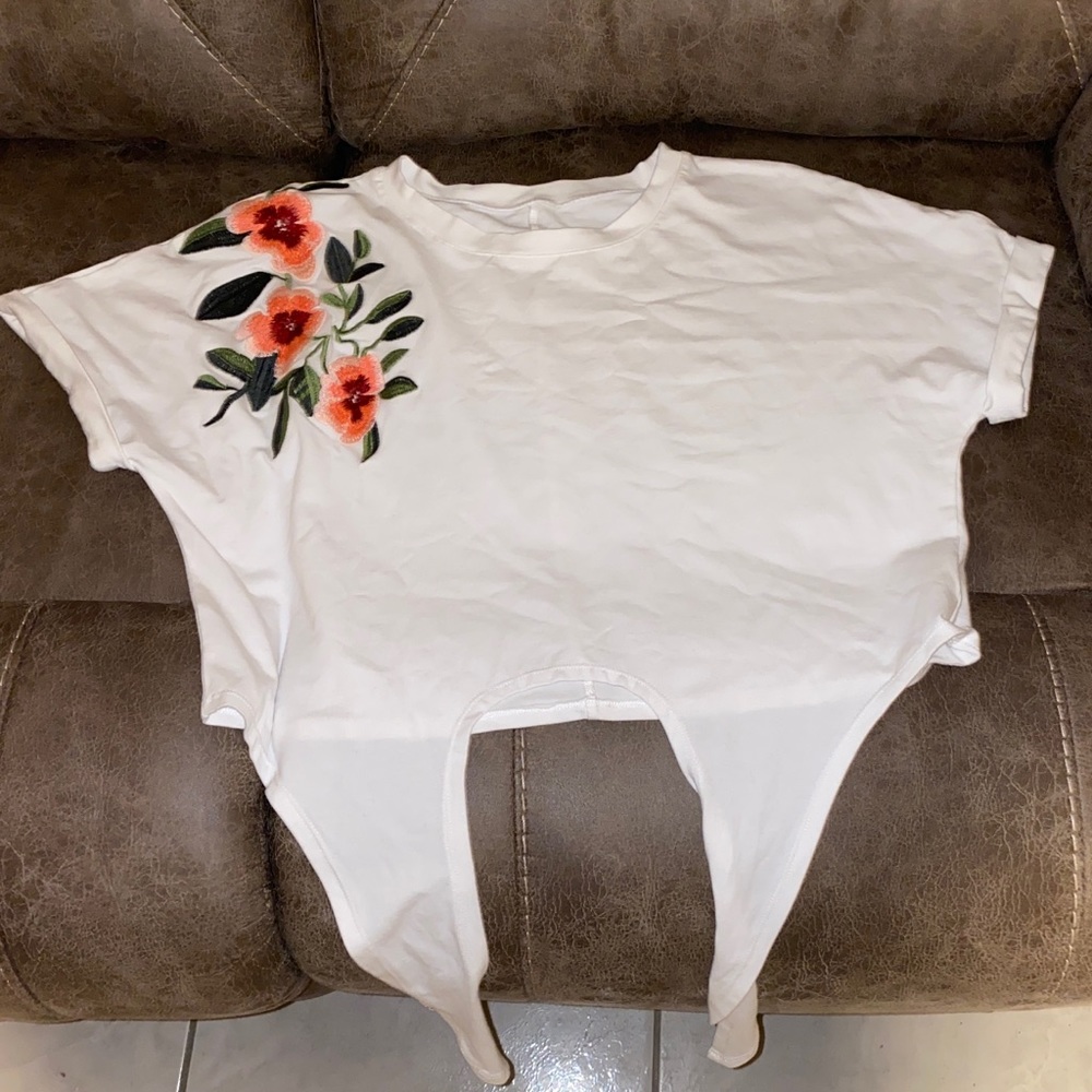 Women's Medium Summer Short Sleeve Crop Top T-Shirt Tie Front Blouse Top